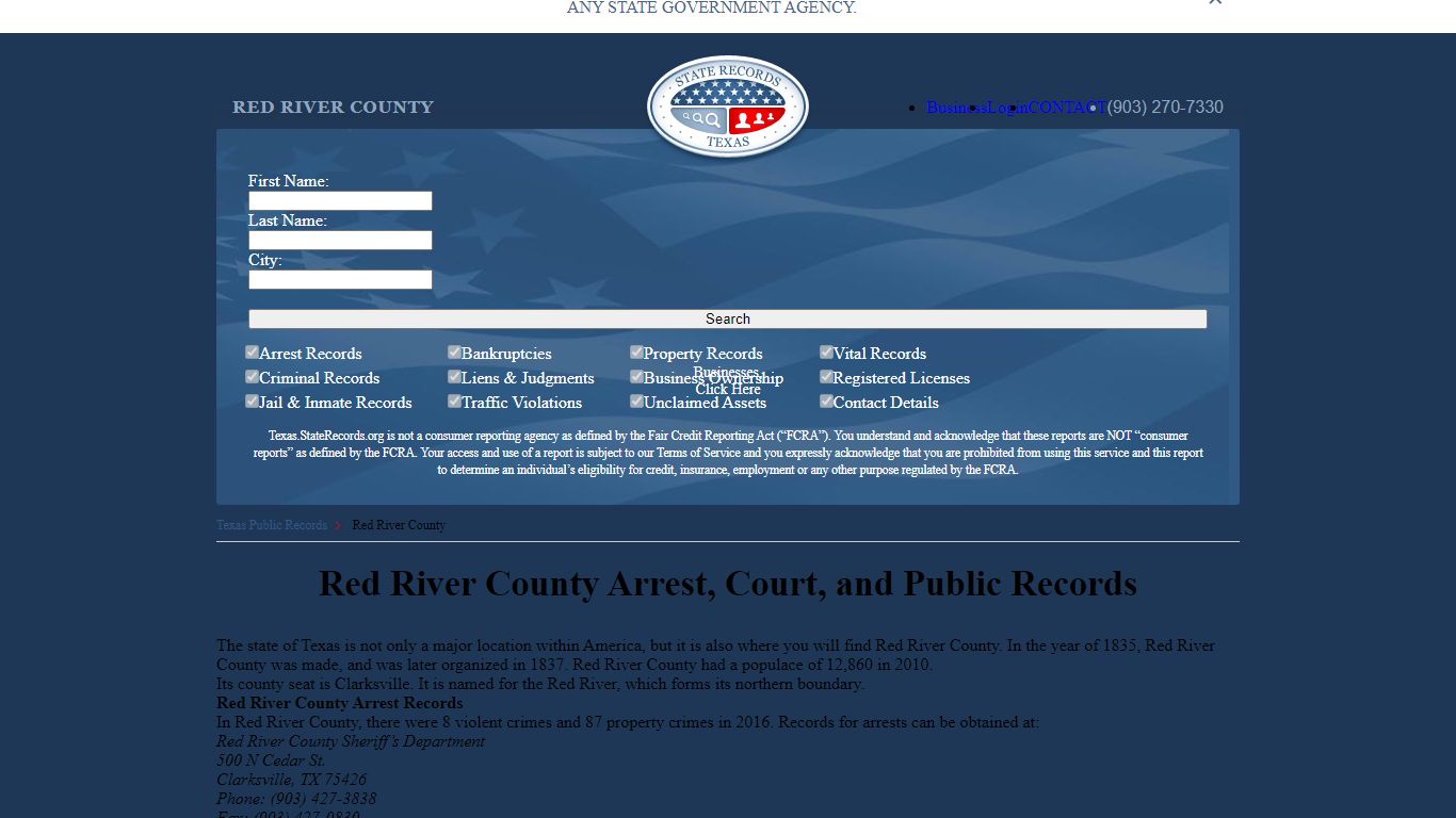 Red River County Arrest, Court, and Public Records