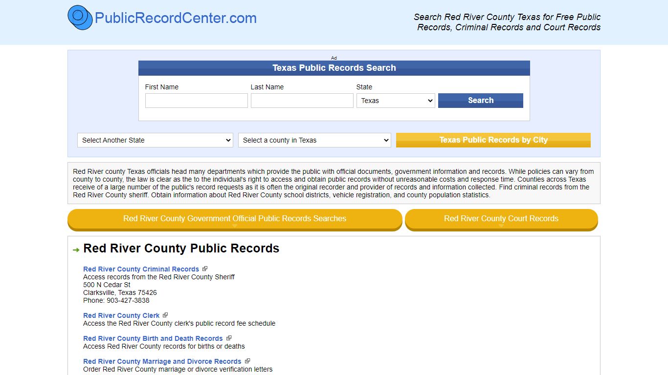 Red River County Texas Free Public Records - Court Records - Criminal ...