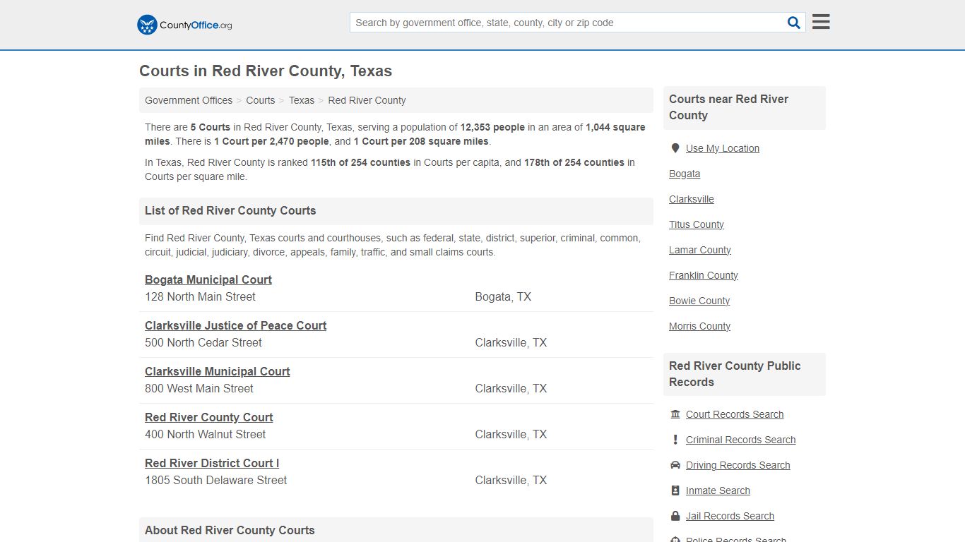 Courts - Red River County, TX (Court Records & Calendars)